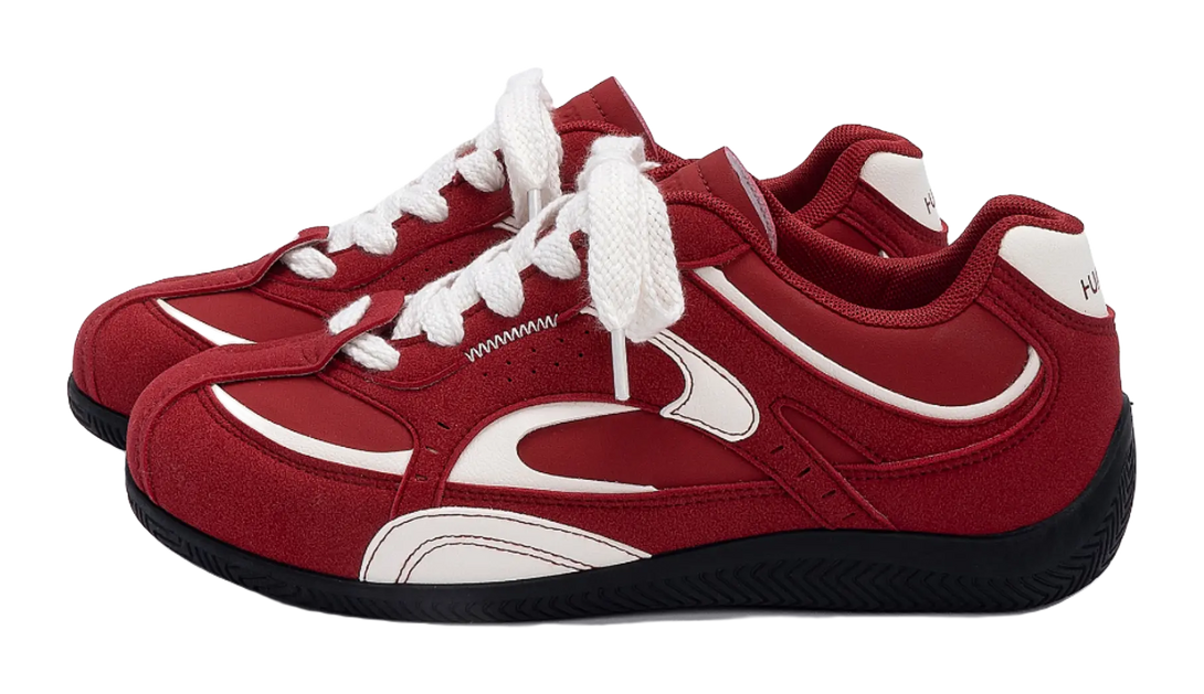 HUANQIU Coverage Lightweight Height Increasing Low top German Army Trainers Men's Red 