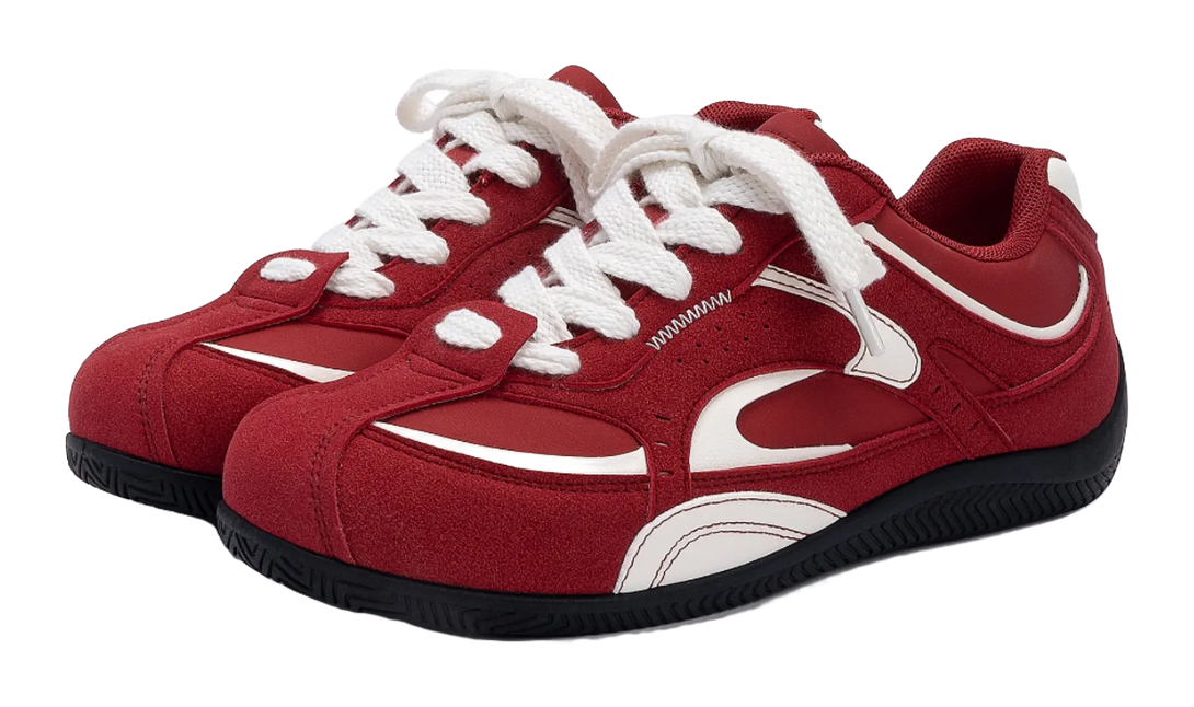 HUANQIU Coverage Lightweight Height Increasing Low top German Army Trainers Men's Red 