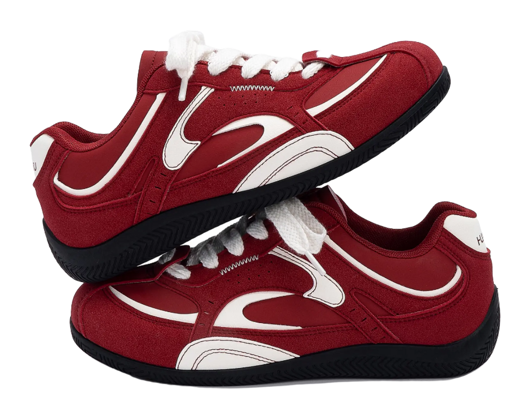 HUANQIU Coverage Lightweight Height Increasing Low top German Army Trainers Men's Red 