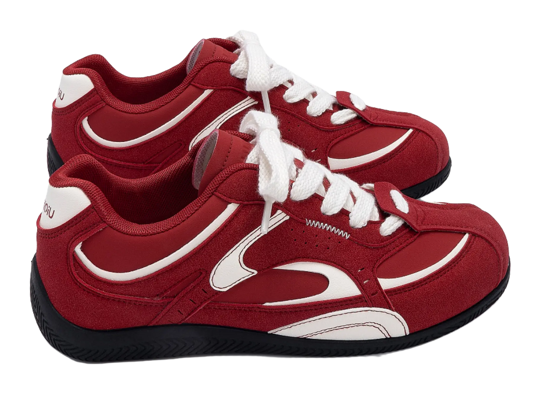 HUANQIU Coverage Lightweight Height Increasing Low top German Army Trainers Men's Red 