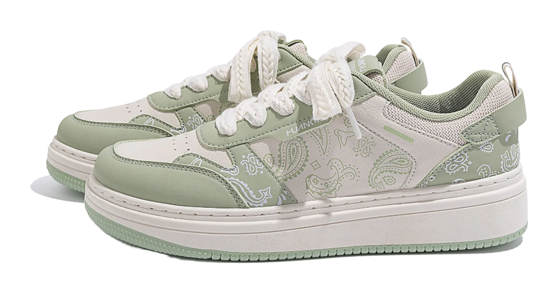 HUANQIU Coverage Lightweight Height Increasing Low top Skateboard Shoes Men's Green 