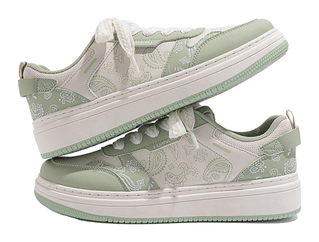 HUANQIU Coverage Lightweight Height Increasing Low top Skateboard Shoes Men's Green 