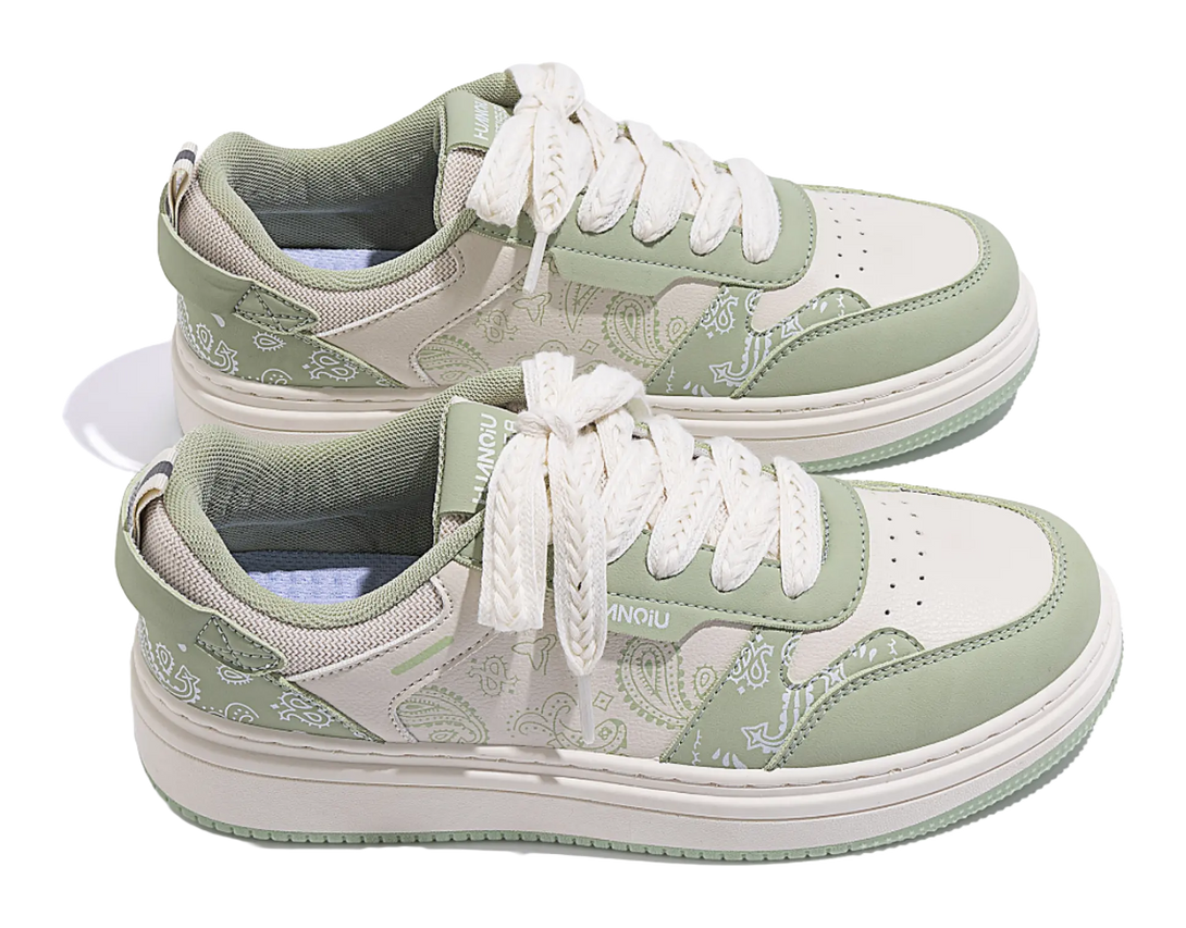 HUANQIU Coverage Lightweight Height Increasing Low top Skateboard Shoes Men's Green 