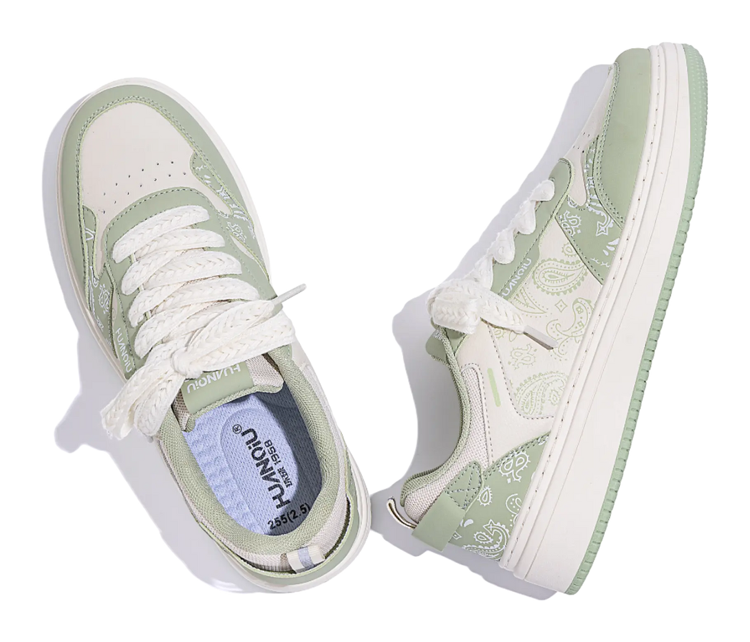 HUANQIU Coverage Lightweight Height Increasing Low top Skateboard Shoes Men's Green 
