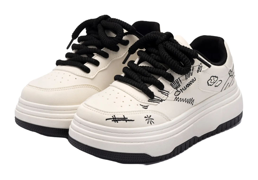 HUANQIU Coverage Lightweight Height Increasing Low top Skateboard Shoes Women's Beige Black 