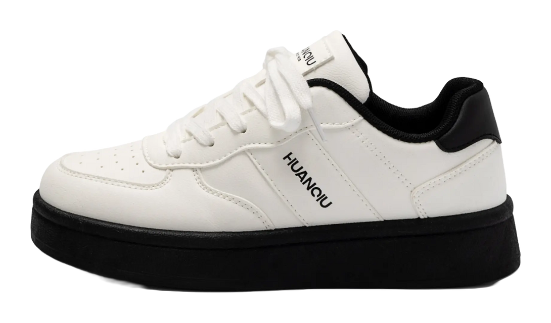 HUANQIU Coverage Slip Resistant Height Increasing Low top Skateboard Shoes Women's White Black 