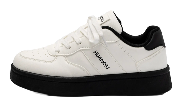 HUANQIU Coverage Slip Resistant Height Increasing Low top Skateboard Shoes Women's White Black 