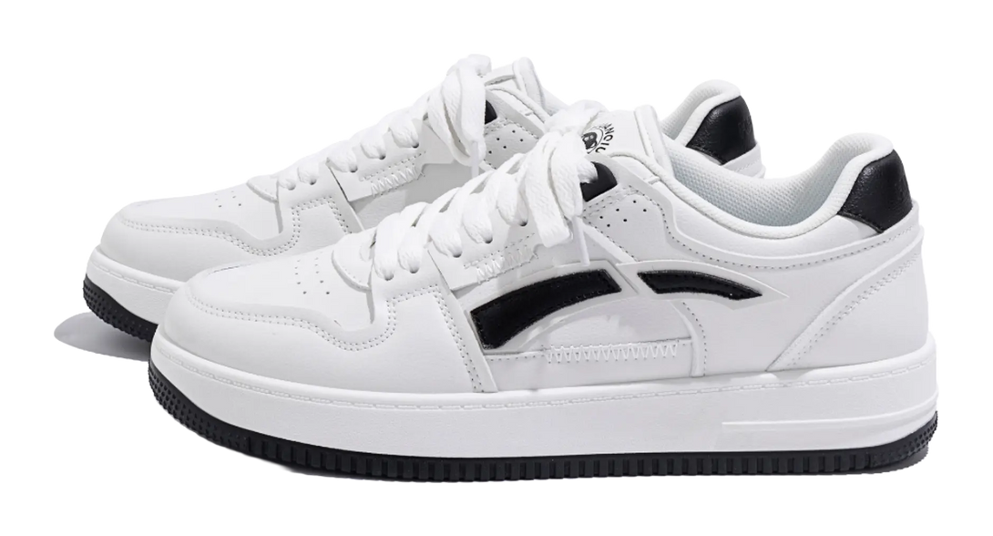 HUANQIU Coverage, Breathable, Height Increasing Low top Skateboard Shoes Men's White Black 