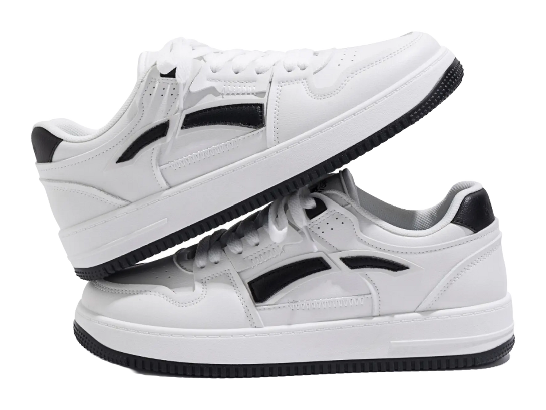 HUANQIU Coverage, Breathable, Height Increasing Low top Skateboard Shoes Men's White Black 