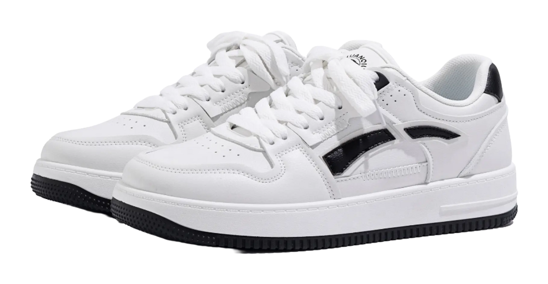 HUANQIU Coverage, Breathable, Height Increasing Low top Skateboard Shoes Men's White Black 