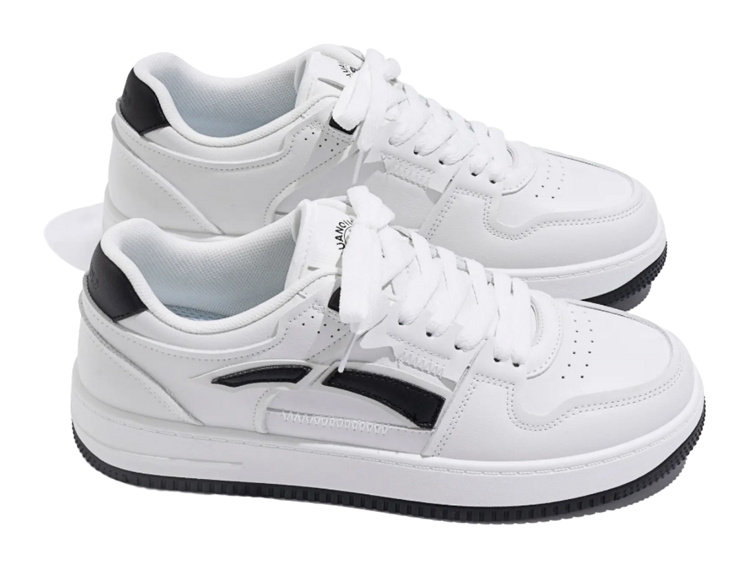 HUANQIU Coverage, Breathable, Height Increasing Low top Skateboard Shoes Men's White Black 