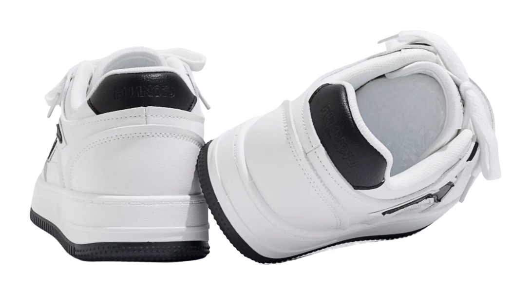 HUANQIU Coverage, Breathable, Height Increasing Low top Skateboard Shoes Men's White Black 