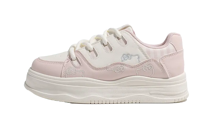 HUANQIU Cushioning, Abrasion Resistant, Height Increasing Low top Skateboard Shoes Women's Beige Pink 