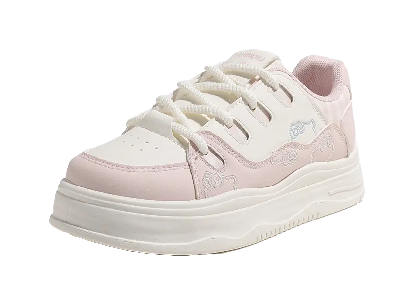HUANQIU Cushioning, Abrasion Resistant, Height Increasing Low top Skateboard Shoes Women's Beige Pink 