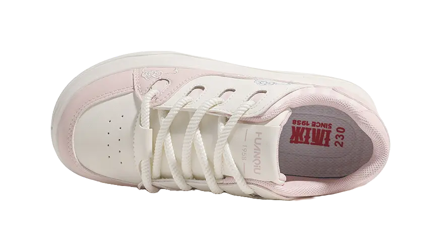 HUANQIU Cushioning, Abrasion Resistant, Height Increasing Low top Skateboard Shoes Women's Beige Pink 