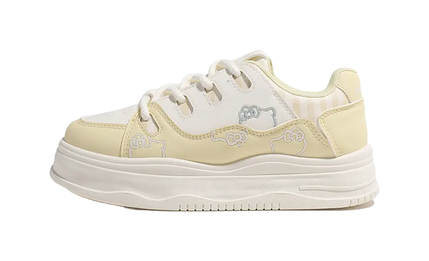 HUANQIU Cushioning, Abrasion Resistant, Height Increasing Low top Skateboard Shoes Women's Beige Yellow 