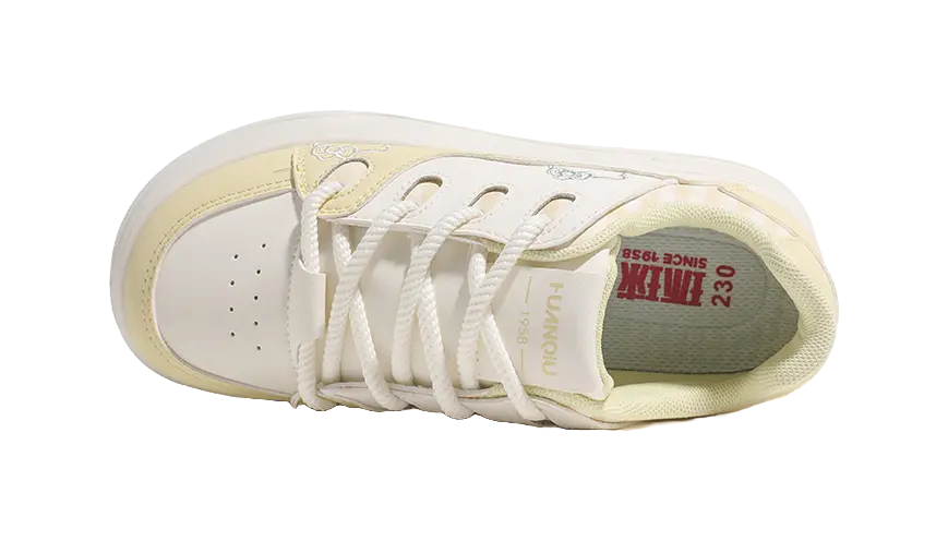 HUANQIU Cushioning, Abrasion Resistant, Height Increasing Low top Skateboard Shoes Women's Beige Yellow 