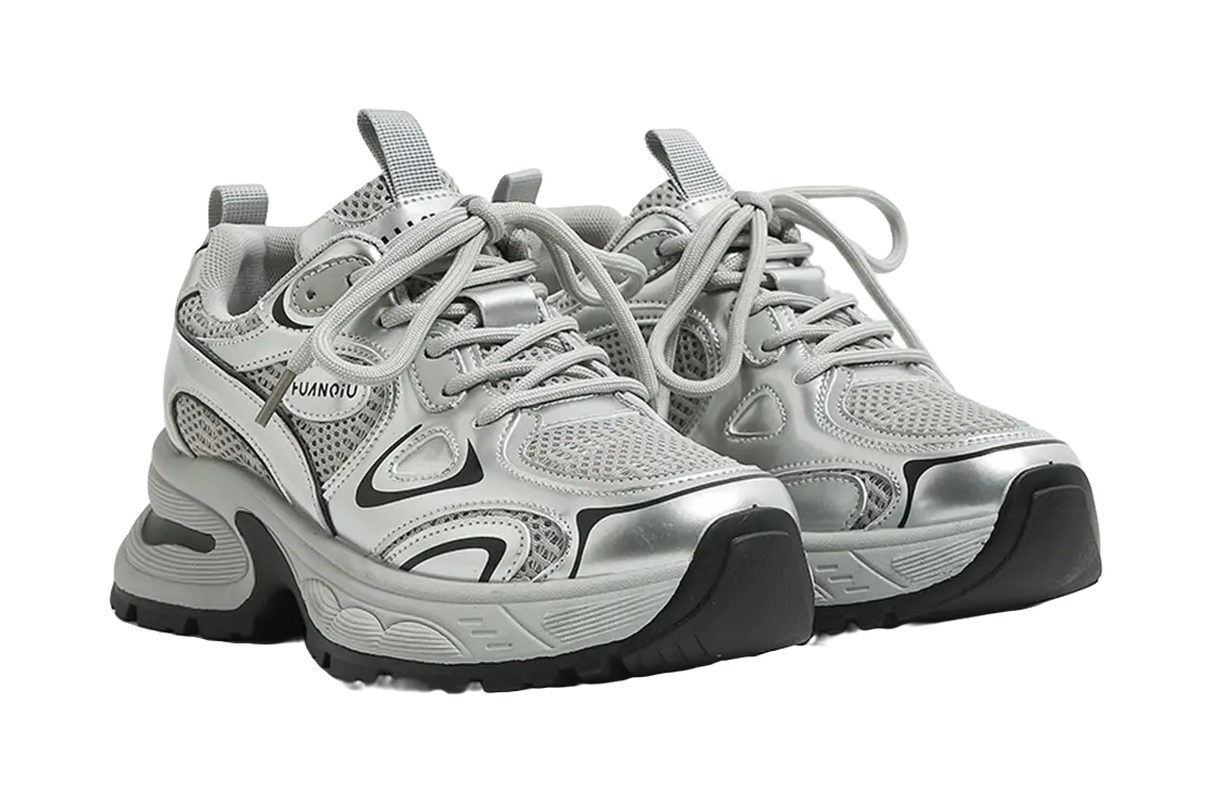 HUANQIU Cushioning, Slip Resistant, Abrasion Resistant, Breathable, Height Increasing Low top Chunky Sneakers Women's  VJSNEAKER