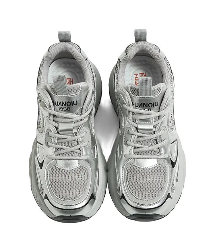 HUANQIU Cushioning, Slip Resistant, Abrasion Resistant, Breathable, Height Increasing Low top Chunky Sneakers Women's  VJSNEAKER