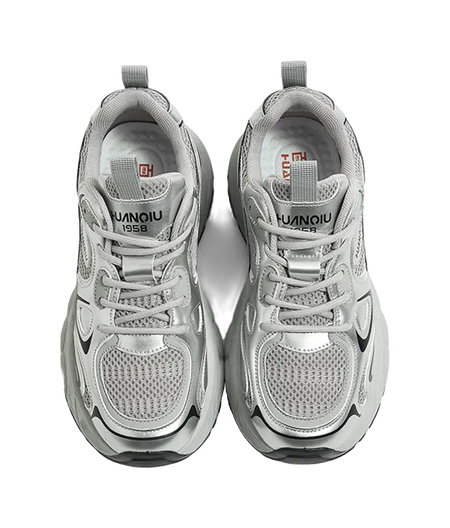 HUANQIU Cushioning, Slip Resistant, Abrasion Resistant, Breathable, Height Increasing Low top Chunky Sneakers Women's  VJSNEAKER