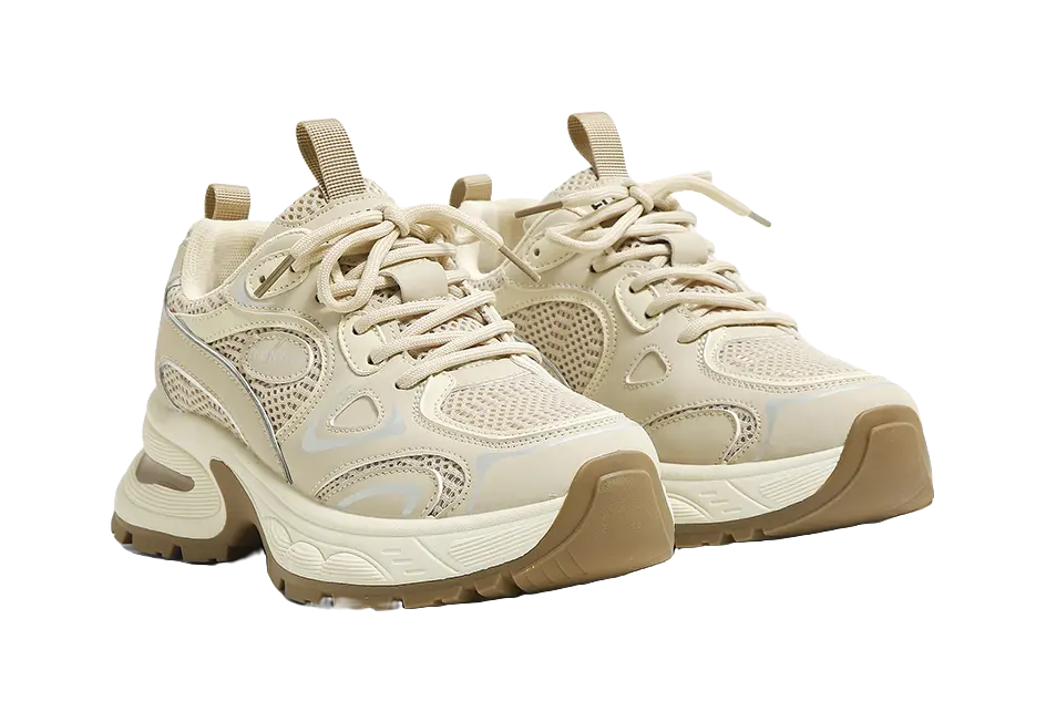 HUANQIU Cushioning, Slip Resistant, Abrasion Resistant, Breathable, Height Increasing Low top Chunky Sneakers Women's  VJSNEAKER