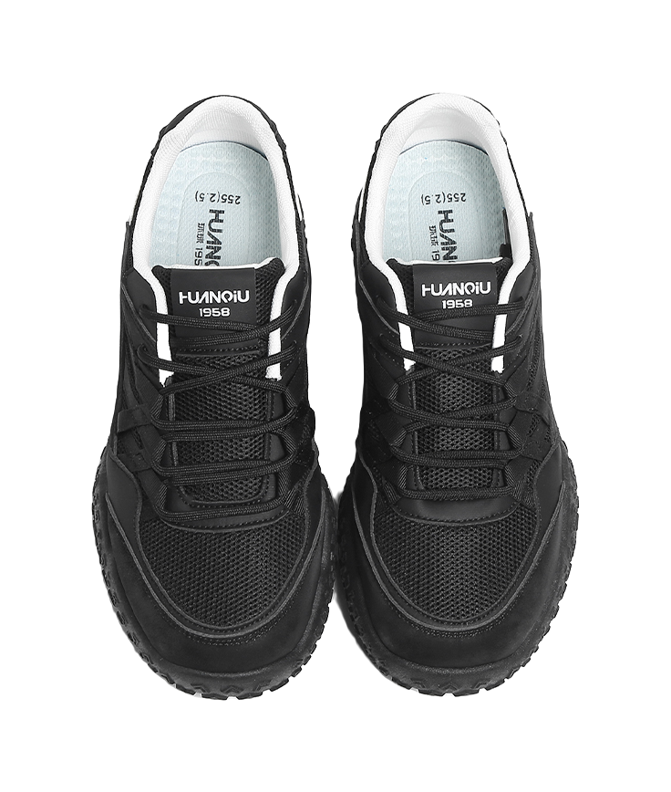 HUANQIU Height Increasing Abrasion Resistant Breathable Low top Casual Shoes Men's Black 
