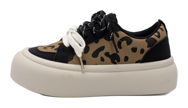 HUANQIU Height Increasing Slip Resistant Low top Skateboard Shoes Women's Beige Black 