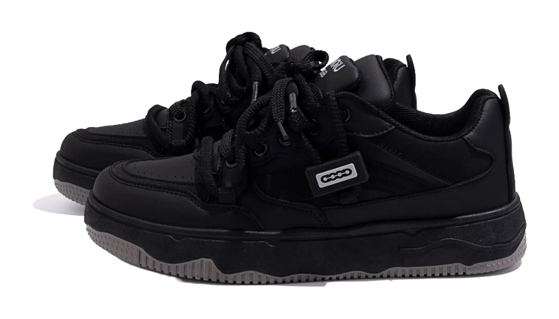 HUANQIU Slip Resistant Abrasion Resistant Low top Skateboard Shoes Men's Black 