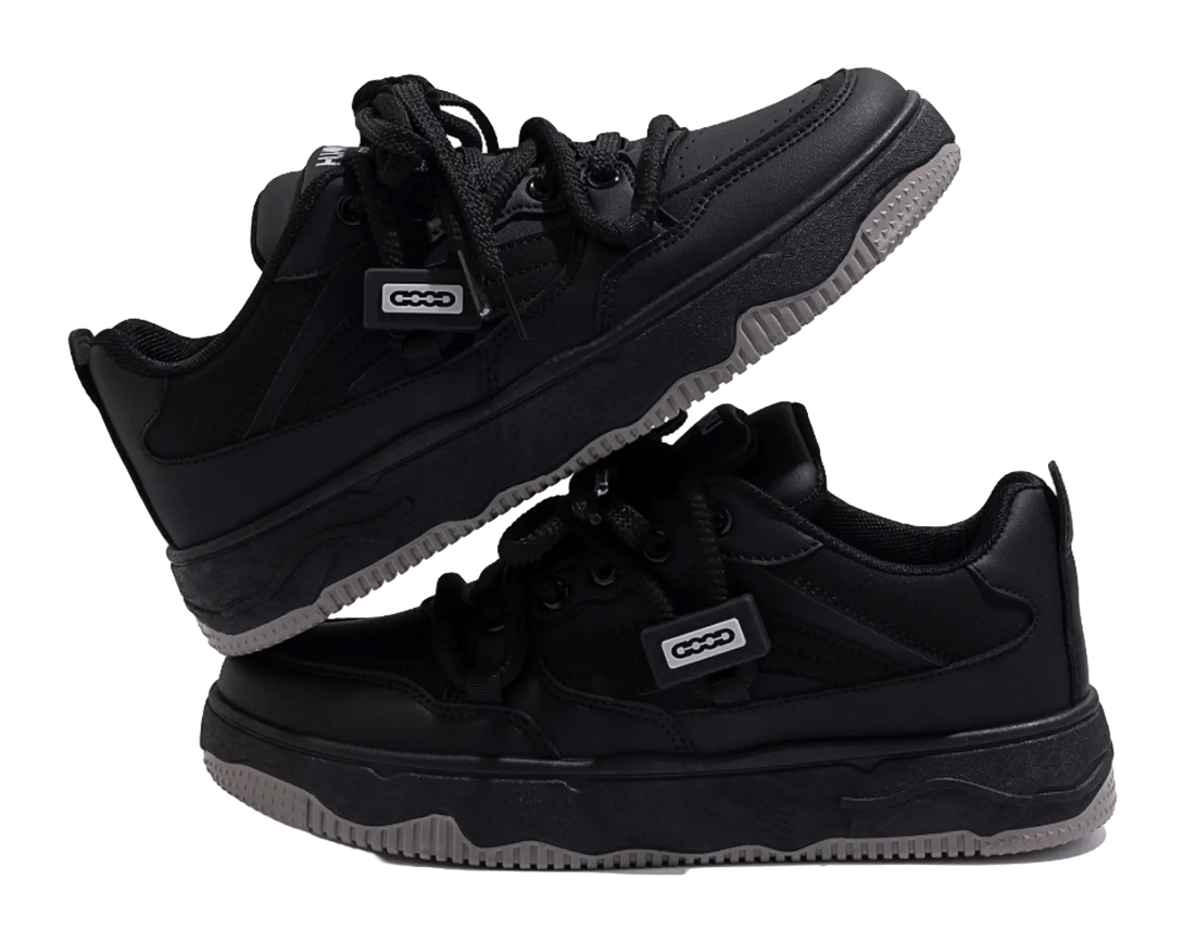 HUANQIU Slip Resistant Abrasion Resistant Low top Skateboard Shoes Men's Black 