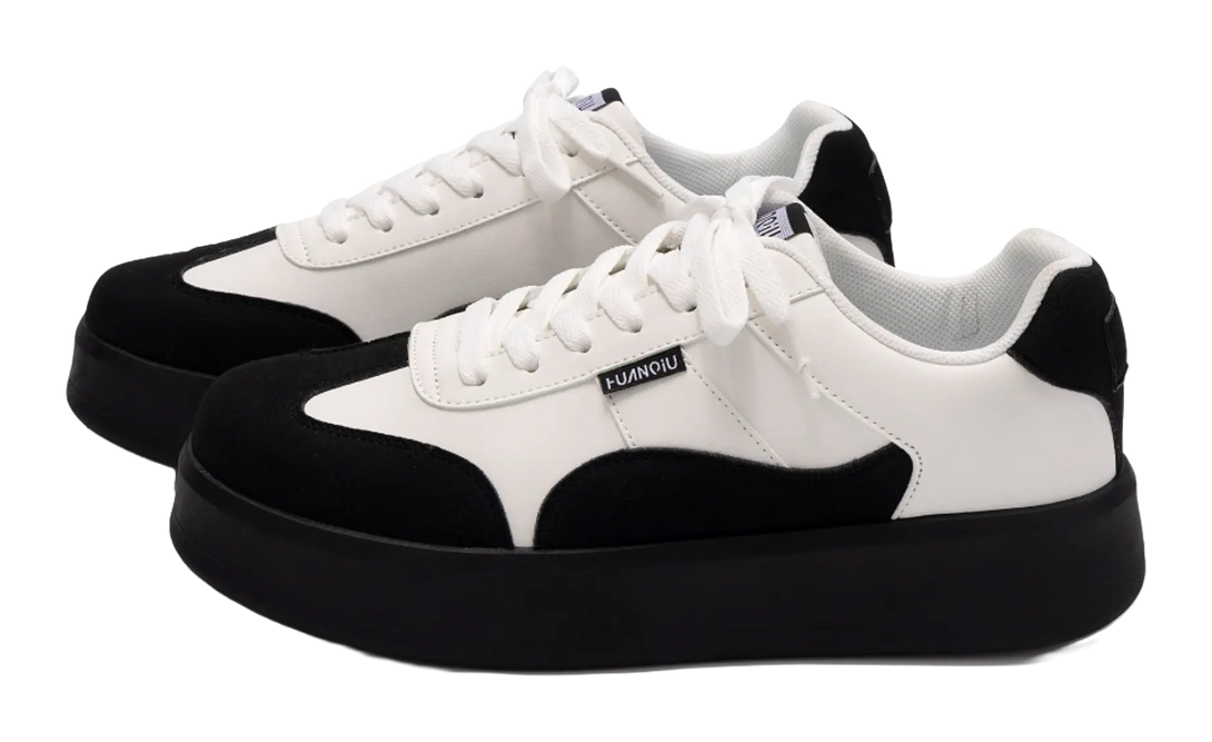HUANQIU Slip Resistant Abrasion Resistant Low top Skateboard Shoes Men's White Black 