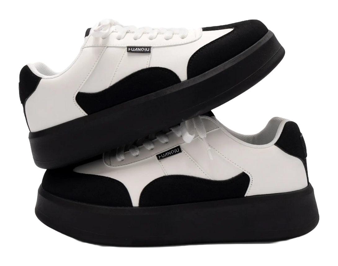 HUANQIU Slip Resistant Abrasion Resistant Low top Skateboard Shoes Men's White Black 