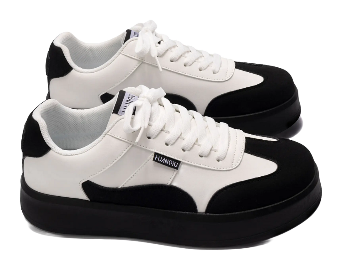 HUANQIU Slip Resistant Abrasion Resistant Low top Skateboard Shoes Men's White Black 