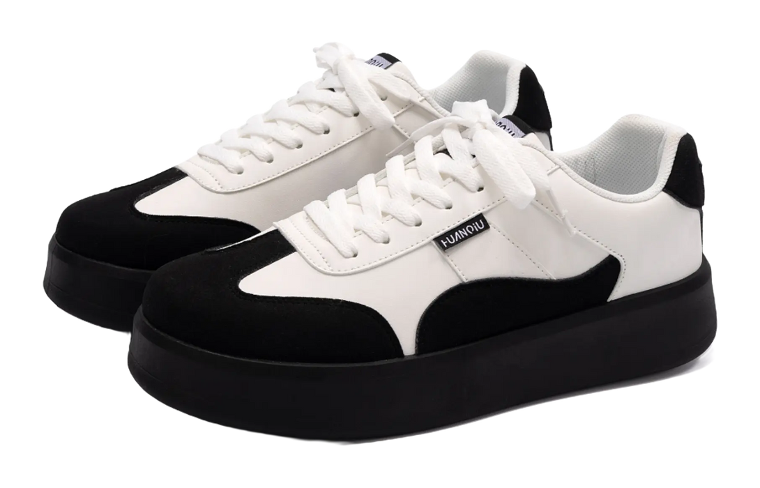 HUANQIU Slip Resistant Abrasion Resistant Low top Skateboard Shoes Men's White Black 