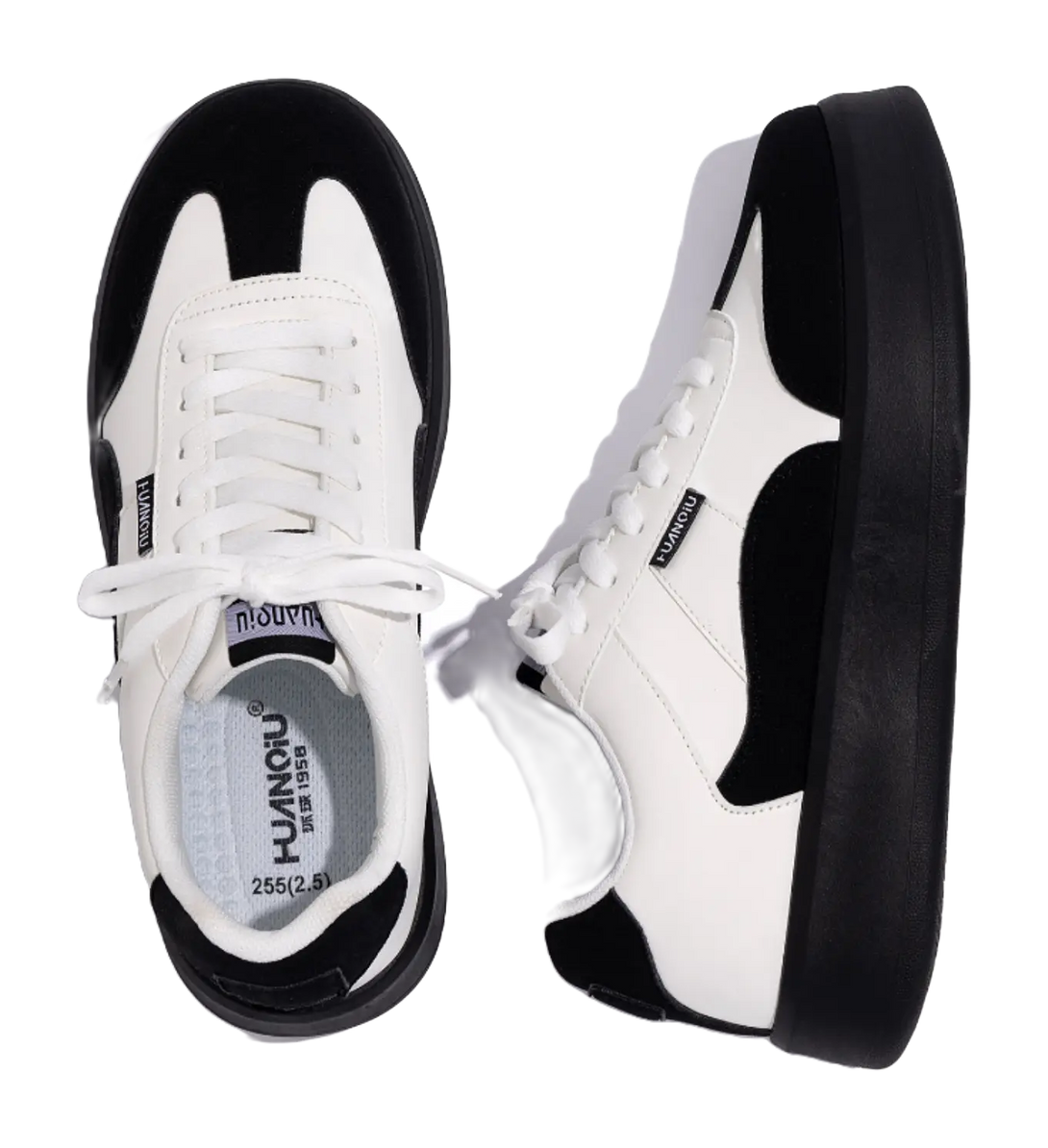 HUANQIU Slip Resistant Abrasion Resistant Low top Skateboard Shoes Men's White Black 