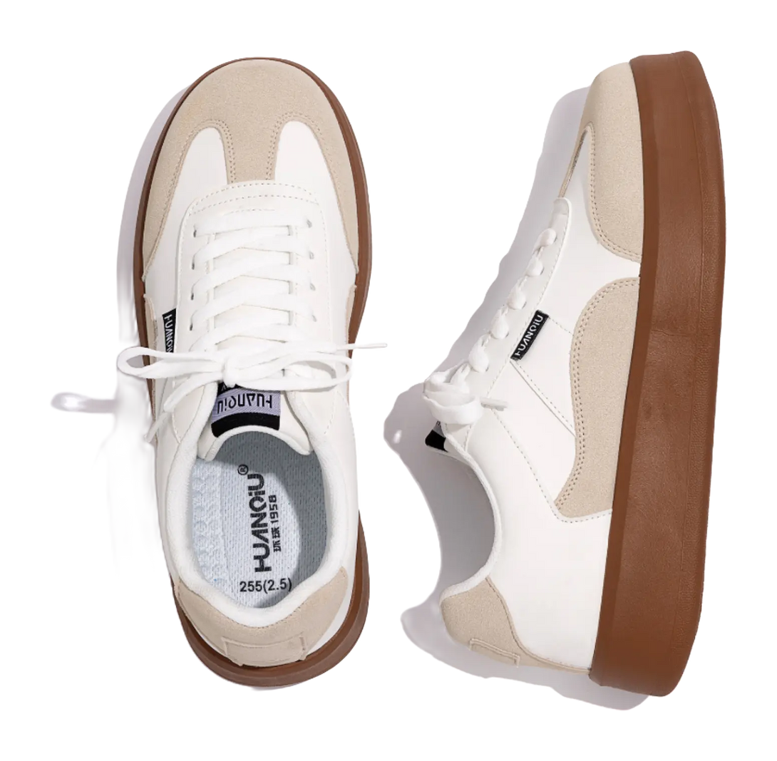 HUANQIU Slip Resistant Abrasion Resistant Low top Skateboard Shoes Men's White Black 