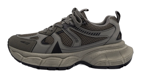 HUANQIU Slip Resistant Height Increasing Low top Chunky Sneakers Men's Gray Brown  VJSNEAKER