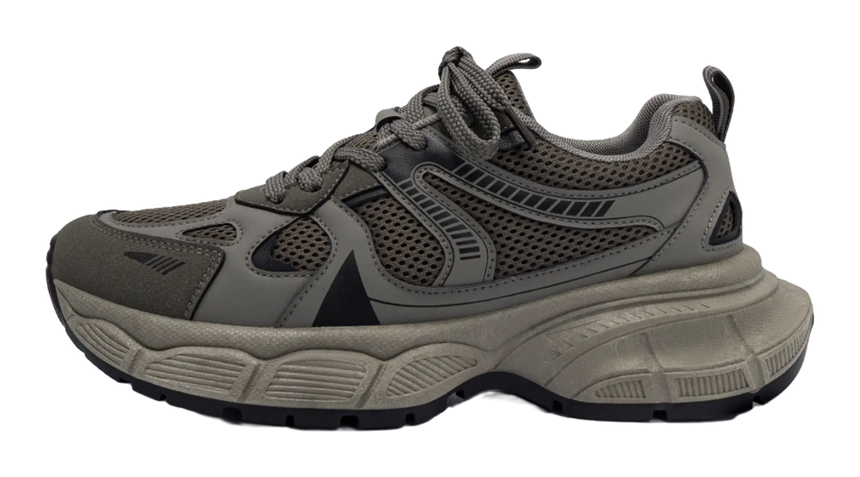 HUANQIU Slip Resistant Height Increasing Low top Chunky Sneakers Men's Gray Brown  VJSNEAKER