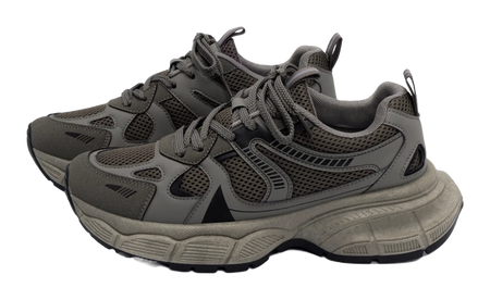 HUANQIU Slip Resistant Height Increasing Low top Chunky Sneakers Men's Gray Brown  VJSNEAKER