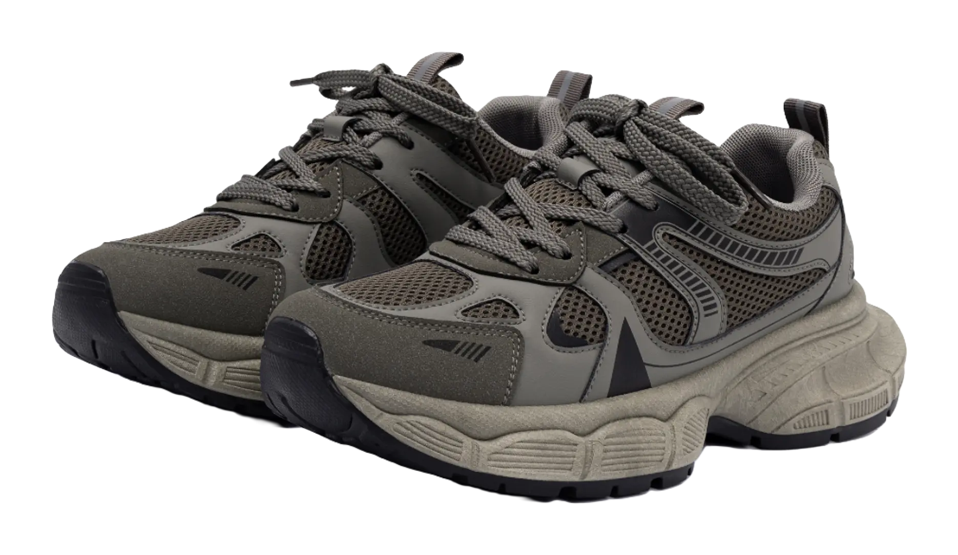 HUANQIU Slip Resistant Height Increasing Low top Chunky Sneakers Men's Gray Brown  VJSNEAKER