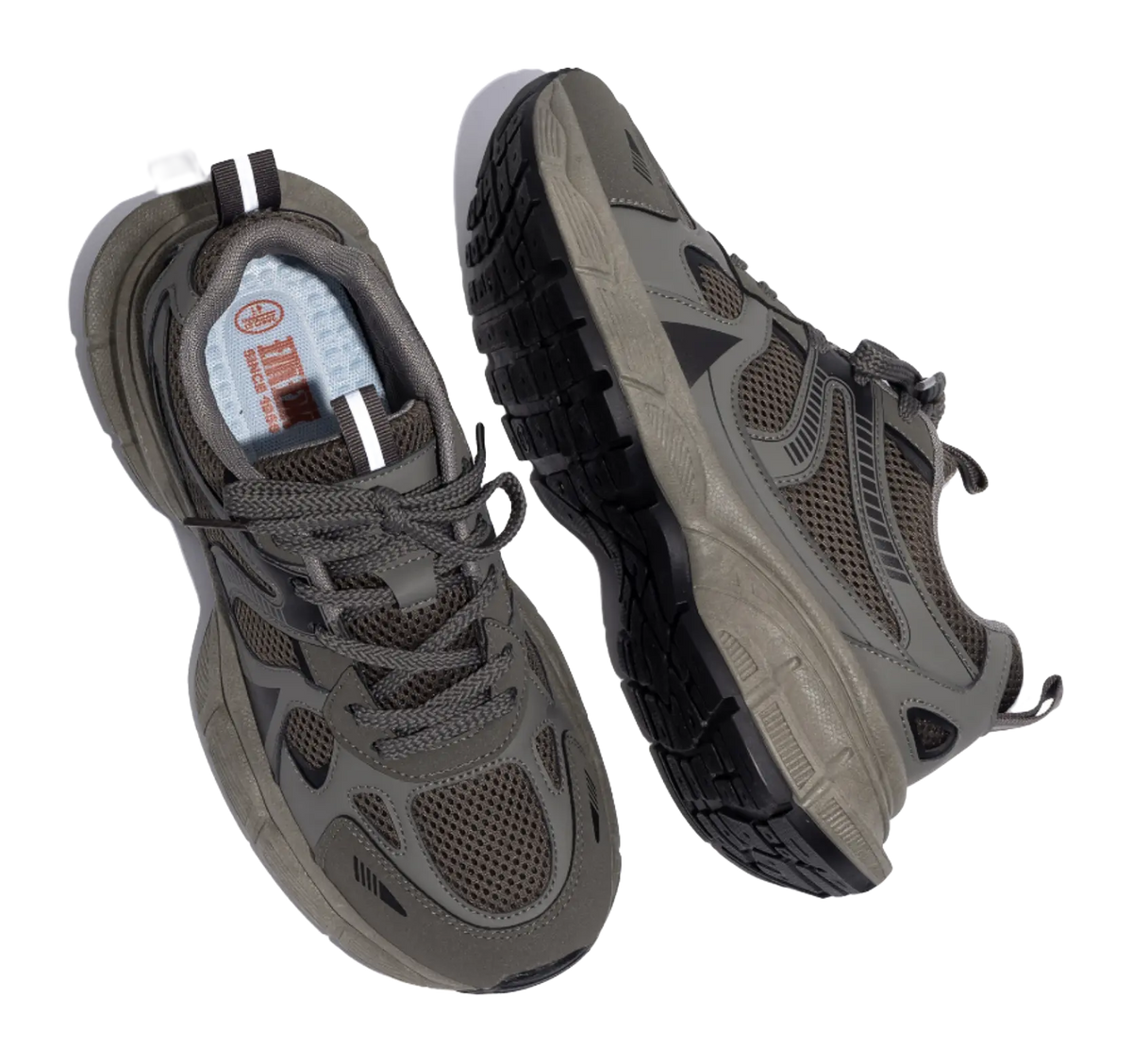 HUANQIU Slip Resistant Height Increasing Low top Chunky Sneakers Men's Gray Brown  VJSNEAKER