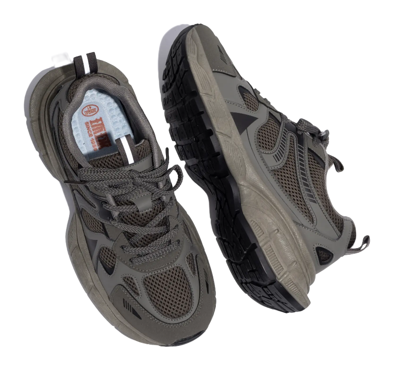 HUANQIU Slip Resistant Height Increasing Low top Chunky Sneakers Men's Gray Brown  VJSNEAKER