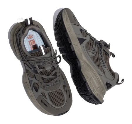 HUANQIU Slip Resistant Height Increasing Low top Chunky Sneakers Men's Gray Brown  VJSNEAKER