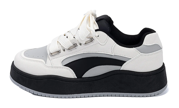 HUANQIU Slip Resistant Lightweight Height Increasing Low top Skateboard Shoes Men's Beige Black 