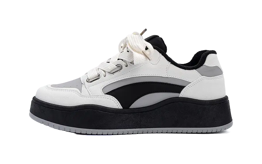 HUANQIU Slip Resistant Lightweight Height Increasing Low top Skateboard Shoes Men's Beige Black 