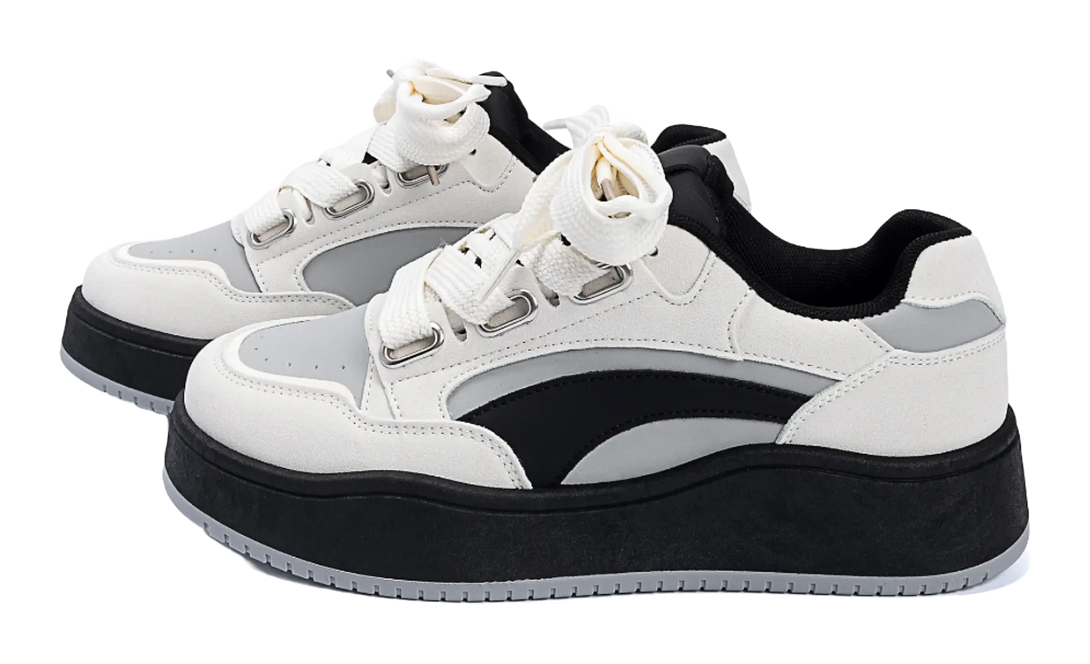 HUANQIU Slip Resistant Lightweight Height Increasing Low top Skateboard Shoes Men's Beige Black 