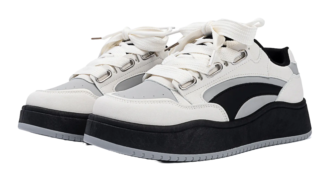 HUANQIU Slip Resistant Lightweight Height Increasing Low top Skateboard Shoes Men's Beige Black 