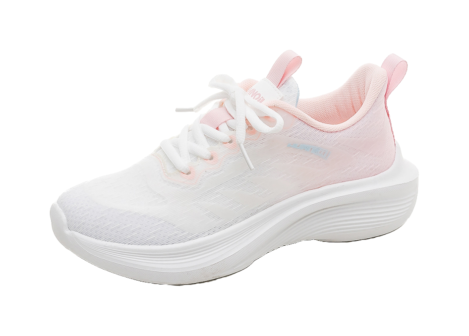 HUANQIU Slip Resistant Moisture Wicking Lightweight Low top Casual Sprint Running Shoes Women's White Pink 