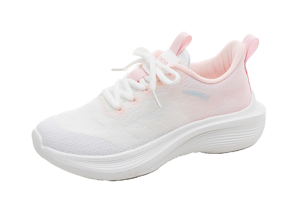 HUANQIU Slip Resistant Moisture Wicking Lightweight Low top Casual Sprint Running Shoes Women's White Pink 