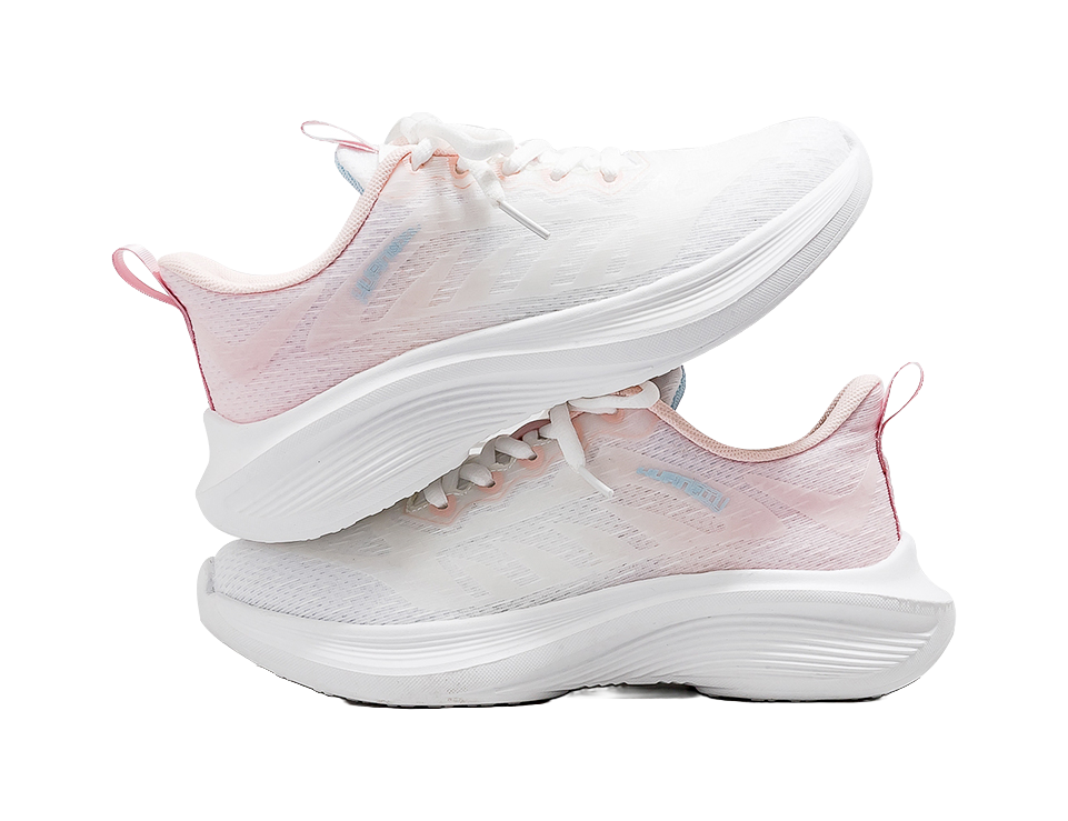 HUANQIU Slip Resistant Moisture Wicking Lightweight Low top Casual Sprint Running Shoes Women's White Pink 