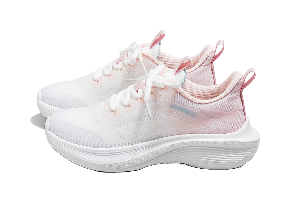 HUANQIU Slip Resistant Moisture Wicking Lightweight Low top Casual Sprint Running Shoes Women's White Pink 
